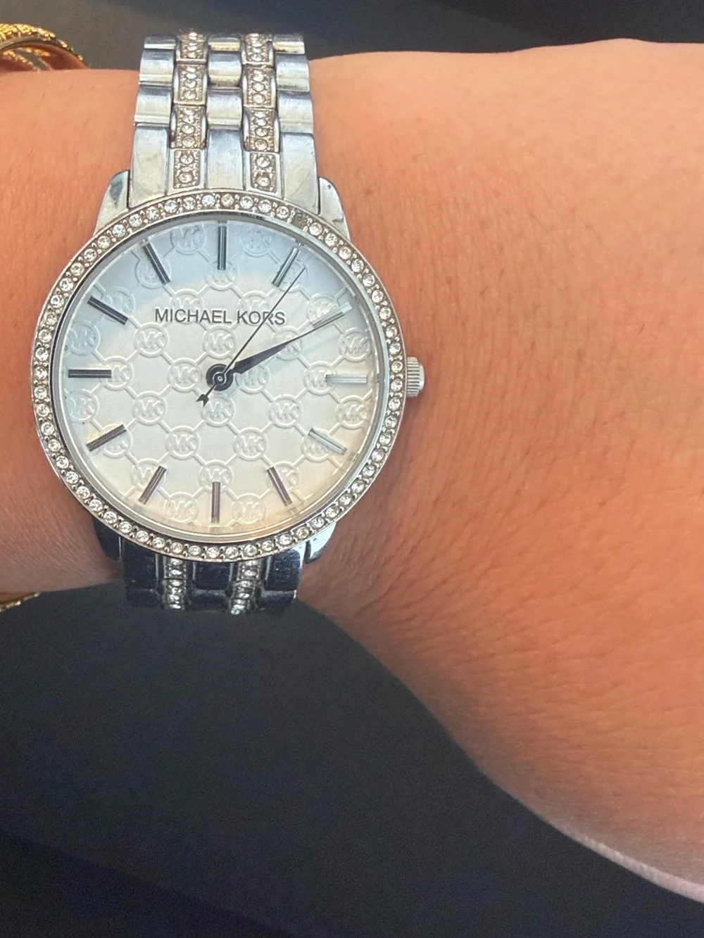 Michael Kors Women's Silver-Tone Crystal Accent Watch - Silver/White